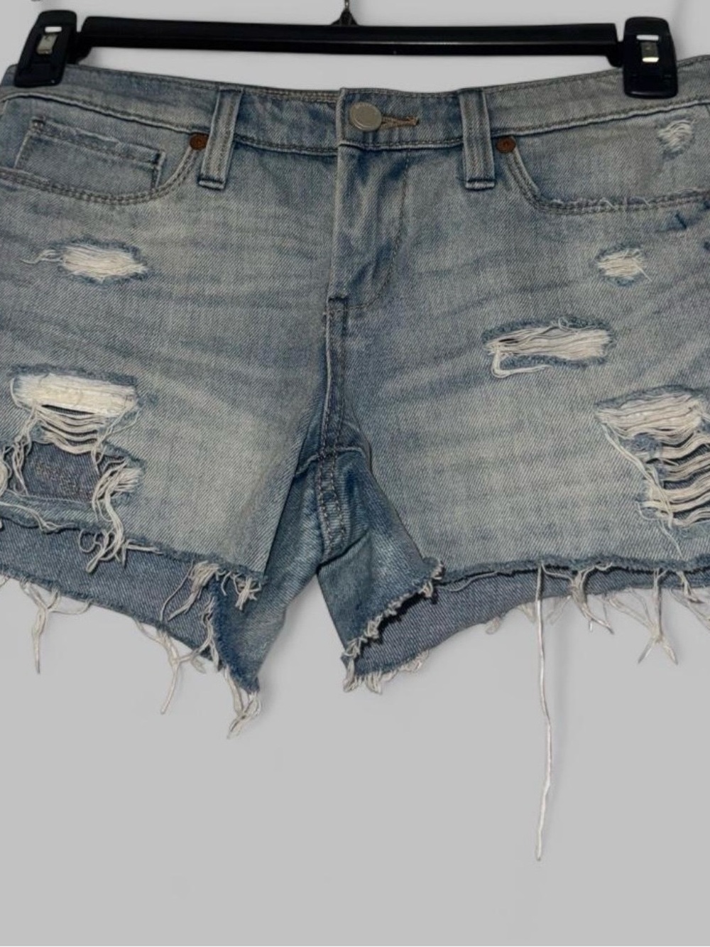 Blank NYC Light Blue Distressed Denim Cutoff Shorts